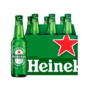 cerveza heineken original bot de 330 ml six paq  carton 
